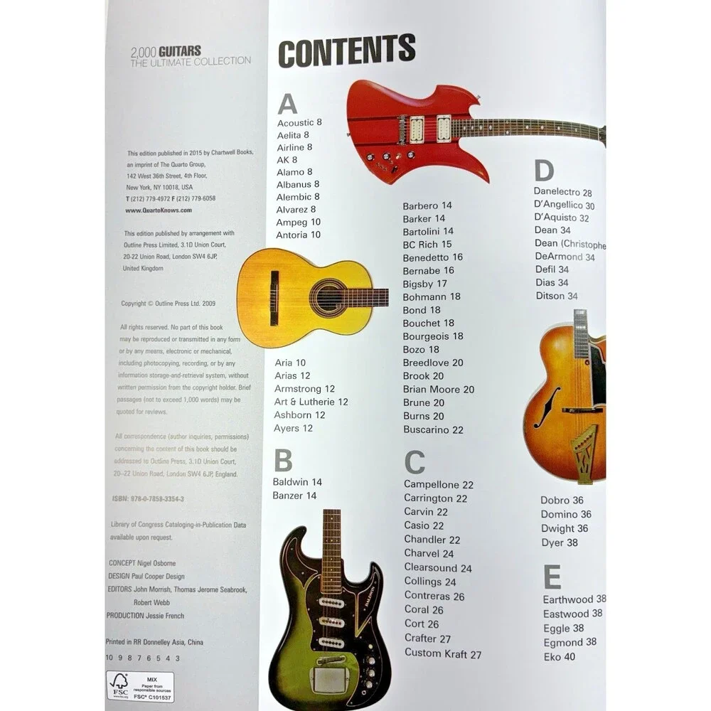 2,000 Guitars by Tony Bacon 2015 Chartwell Books Hardback Book